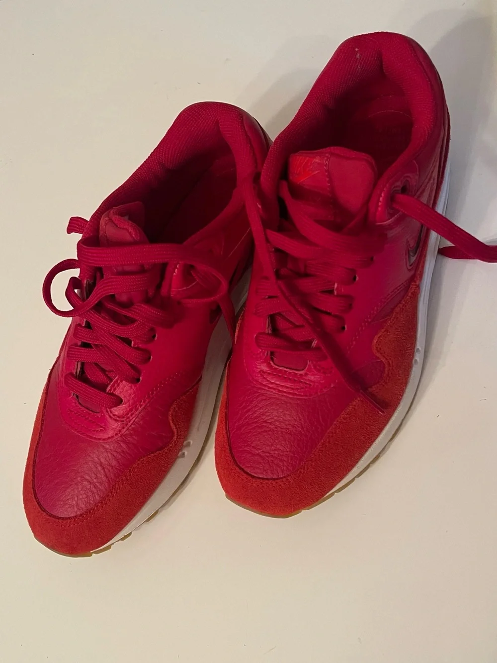 Nike Men's Red Leather and Suede Sneakers